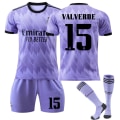 Miniatyrbillede 1 af 6: Børn / Voksen 22 23 World Cup Real Madrid udebanetrøje fodboldsæt 15 #18