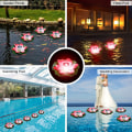 Miniatyrbillede 2 af 6: Solcelledrevet kunstig flydende lotus LED-lys til have, dam, springvand, dekoration, udendørsbelysning Pink