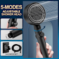 Miniatyrbillede 1 af 8: 5 Mode Justerbart højtryks brusehoved black 90mm*250mm