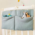 Miniatyrbillede 4 af 7: Nyfødt Krybbe Seng Side Opbevaring Legetøj Ble lomme blue 39*20cm