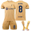 Pikkukuva 1 / 6: Lapsi / Aikuinen 22 23 World Cup Barcelonan vieraspeli Jersey Soccer Set Pedri-8 #xs