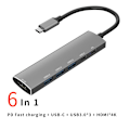 Pikkukuva 1 / 5: IVR Type-c - Hdmi 4k tai USB 3.0 tai Pd pikalataus 6-in-1 -muunnin monitoimilaajennus 1pc