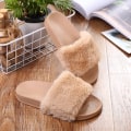 Miniatyrbillede 4 af 7: Hjemmesko Dame Flade Sko Kvinde Dame Fur Flip Flops Pink 38