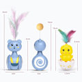 Miniatyrbillede 6 af 9: Kattelegetøj Rolling Teaser Feather Wand Rotating Ball pink feather
