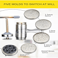 Miniatyrbillede 5 af 7: Manuel nudelmaskine i rustfrit stål Press Pasta Machine Cutter silver With 5 moulds