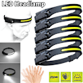 Miniatyrbillede 1 af 6: LED-forlygtesensor induktionsforlygte Vandtæt USB-genopladelig lommelygte COB 4-tilstand 3pcs
