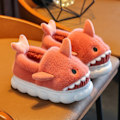 Miniatyrbild 1 av 8: Barntofflor Ylleskor för pojkar Flickor Sandaler Vinter Indoor Shark Tofflor red 26-27(insole 17cm)