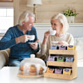Miniatyrbild 3 av 7: Kaffe Tepåse Organizer Förvaring 3 Lager Hållare Förvaringsställ Tepåse Display Box Trä Te Box 1pc