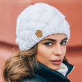 Miniatyrbild 6 av 8: Höstvinterhatt Bonnet Femme Chunky Tjocka Stretchy Hattar white 19.5*20cm