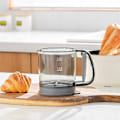 Miniatyrbild 3 av 6: Köksmjölsil Handhållen halvautomatisk sockersikt Pulverskakare Handtag Mätkopp Bakverksverktyg Bakningsläckage double layer