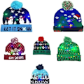 Miniatyrbillede 5 af 7: Jul Led Lys Strikkede Beanies Børne Strikket Hue Lysemitterende Led Uld Varm Kold C elasticity