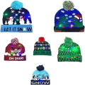 Miniatyrbillede 5 af 7: Jul Led Lys Strikkede Beanies Børne Strikket Hue Lysemitterende Led Uld Varm Kold F elasticity