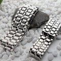 Miniatyrbillede 7 af 10: Version LED Lava Armbåndsur Par Version Chain Watch silver+blue 12.5*25*210mm