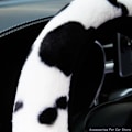 Miniatyrbillede 5 af 7: Bilratdæksel Leopardprint Anti-Slip blød plys black+white 38cm(diameter)