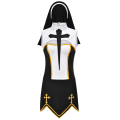 Miniatyrbild 5 av 6: Halloween Fantasia Fancy Dress Kvinnors Nunna Cosplay Kostym Spel Uniform Black-4pcs One Size