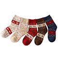 Miniatyrbillede 1 af 8: 5 Par Jul Kvinder Vinter Varme Bløde Fluffy Sokker Wine Red 1Pair