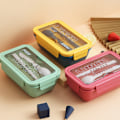 Miniatyrbillede 1 af 7: Mikroovn bærbare 2-lags sunde frokost Bento-kasser red 7.5*12.5*20.5cm