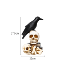 Miniatyrbild 6 av 6: Skalle statyer Black Bird Crow Glödande skelettlampa skeleton 12*17.5*11.5cm