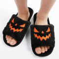 Miniatyrbillede 3 af 6: Halloween Pumpkin Lanterne Hjemmesko Bløde Slides Udendørs Fuzzy House Hjemmesko red 36-43