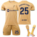 Pikkukuva 1 / 6: Lapsi / Aikuinen 22 23 World Cup Barcelonan vieraspeli Jersey Soccer Set AUBAMEYANG-25 #m