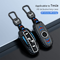 Miniatyrbillede 4 af 7: Car Smart Key Case Cover til Tesla Model X 3 Bag Protector Fob Band Shell Holder white
