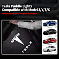 Miniatyrbillede 2 af 5: 4st Tesla Puddle Lights Bildørslys logotypprojektor, Ultra-Light LED 3D Laser Ghost Shadow Light, Invitationslamper til Model 3 Y S X Tilbehør
