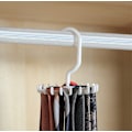 Miniatyrbillede 6 af 7: 360 Rotate Tie Hanger Bærbart plastik bindestativ white 11X3.8X11CM