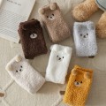 Miniatyrbild 4 av 6: 3ST Home Slipper Socks Luddiga strumpor Mysigt Varm Fluffig Mjuk Söt Mörkt kaffe en storlek