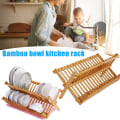 Miniatyrbillede 1 af 5: Bambus foldbare tallerkener Afløbsplader Træplader Krus Stand wood color 16 grids