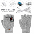 Miniatyrbillede 4 af 8: USB Elektriske Handsker Varme Konvertible Fingerløs Handske light gray
