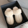 Miniatyrbild 1 av 6: Pälstofflor Dam Vinter Plysch Sandaler Slip on Platform Slides Kvinna Tjock sula grey 37