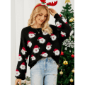 Miniatyrbillede 4 af 8: Jule sweater til kvinder med o-hals ærmer, løse strikkede toppe green xl