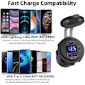 Pikkukuva 6 / 9: USB Type C -auton USB laturipistoke, 12V/24V Dual USB -lähtö black with blue light with 60cm wire