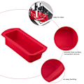 Miniatyrbillede 3 af 5: Rektangulært Silikone Bage Candy Brød Bageværktøj DIY Køkkenudstyr Kage Bagegrej Pan Red