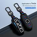 Miniatyrbillede 6 af 7: Car Smart Key Case Cover til Tesla Model X 3 Bag Protector Fob Band Shell Holder white