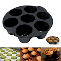Miniatyrbillede 7 af 7: 7 Selv silikone Air Fryer Cupcake-bagning af sorte muffinforme black small