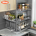 Miniatyrbillede 7 af 7: Multi-Purpose Køkken Opbevaring Vægmontering Spice Rack Hyldebeslag White-40cm