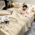 Miniatyrbillede 1 af 11: Let Luksus Vasket Sommer Cool Quilt Is Silke Aircondition Quilt Enkelt Dobbelt Tyndt Tæppe Sengetøj khaki 200x230cm 4pcs set