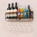 Miniatyrbillede 5 af 8: Vægmonteret jern vinstativ Flaske Champagne glasholder Sort Black 50*10*17cm