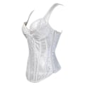 Pikkukuva 3 / 3: Naisten goottilainen jacquard-olkaimet Overbust korsetti Bustier painonpudotus Steampunk korsetit kupilla vetoketjulla Seksikäs korsetti musta black L
