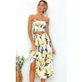 Miniatyrbillede 2 af 4: Blomsterbluse til kvinder, Maxi-nederdeldragtkjole Citron Lemon Large