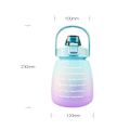 Miniatyrbilde 11 av 11: Bærbar vannflaske BPA-fri 1400ML drikkeflaske med tidsmerking Gradient Blue