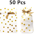 Miniatyrbillede 2 af 5: 50 stk Candy Cookies Snøre Gaveposer 9" x 6", Gold Dot Plasti