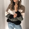 Pikkukuva 1 / 6: Naisten Oversized Color Block -neulepusero Loose Stripe Thick Pullover harmaa grå M