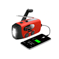 Miniatyrbild 1 av 5: Vevradio med Solceller / Ficklampa - 2000mAh Powerbank - Röd