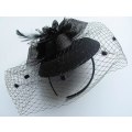 Miniatyrbillede 4 af 5: Bowknot Fascinator Hat Veil Mesh pandebånd til kvinder (sort)