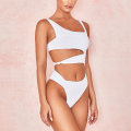 Pikkukuva 8 / 11: Naisten seksikäs yksiosainen bikini epäsäännöllinen leikattu vyötärö Selkänojaton Push Up uimapuku valkoinen White M