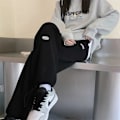 Miniatyrbillede 5 af 7: Bundle Feet Harem Bukser Kvinder Solid Causal Kvindebukser Løst tøj sort plus fløjl black plus velvet 4XL
