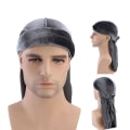 Miniatyrbild 2 av 3: Durag Cap Enfärgad Ultra Mjuk Håll Varm sammet Män Kvinnor Head Wrap med lång svans för vintern