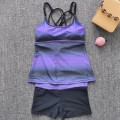 Miniatyrbilde 1 av 6: Dame Plus Size Badetøy 2stk Badetøy + Shorts Lilla gradient Purple gradient 5XL